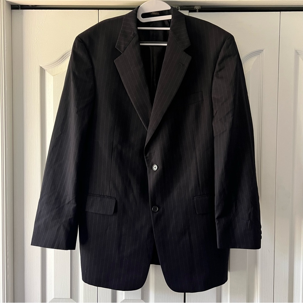Hart Schaffner Marx Nordstrom Dark Navy Pinstripe Suit Jacket Size 42L - Picture 4 of 13